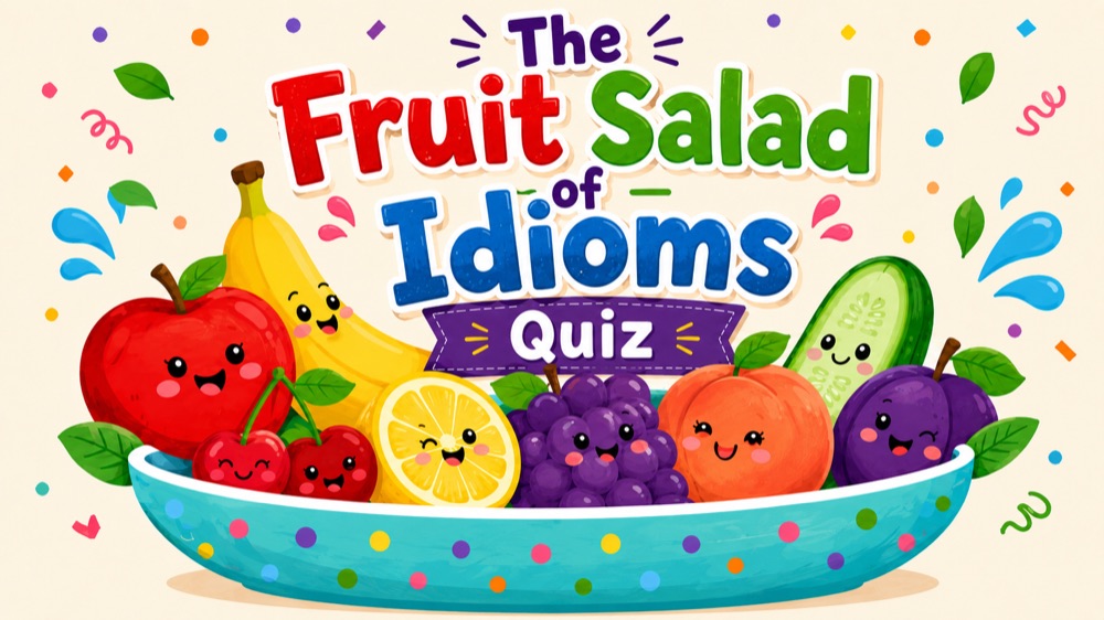 A colorful fruit salad themed idiom activity